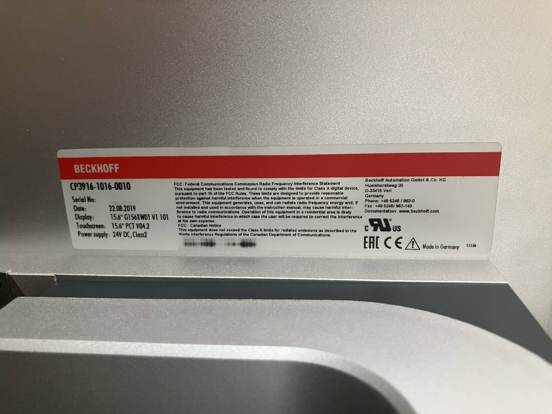 图为 已使用的 BECKHOFF CP3916-1016-0010 待售
