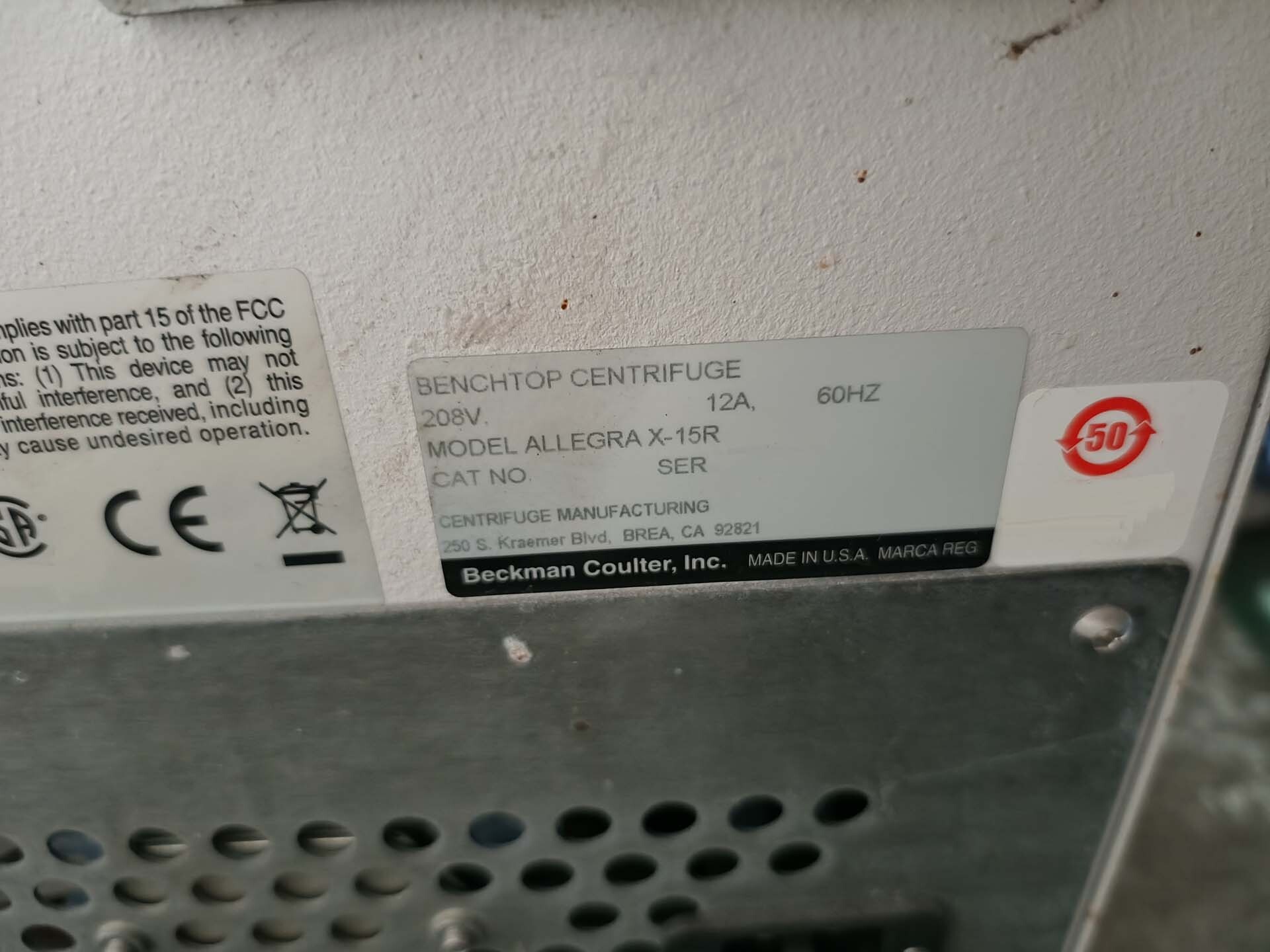 Photo Used BECKMAN COULTER Allegra X 15R For Sale