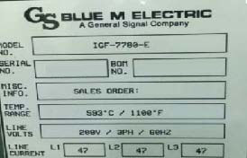Foto Verwendet BLUE M ELECTRIC IGF-7780-E Zum Verkauf