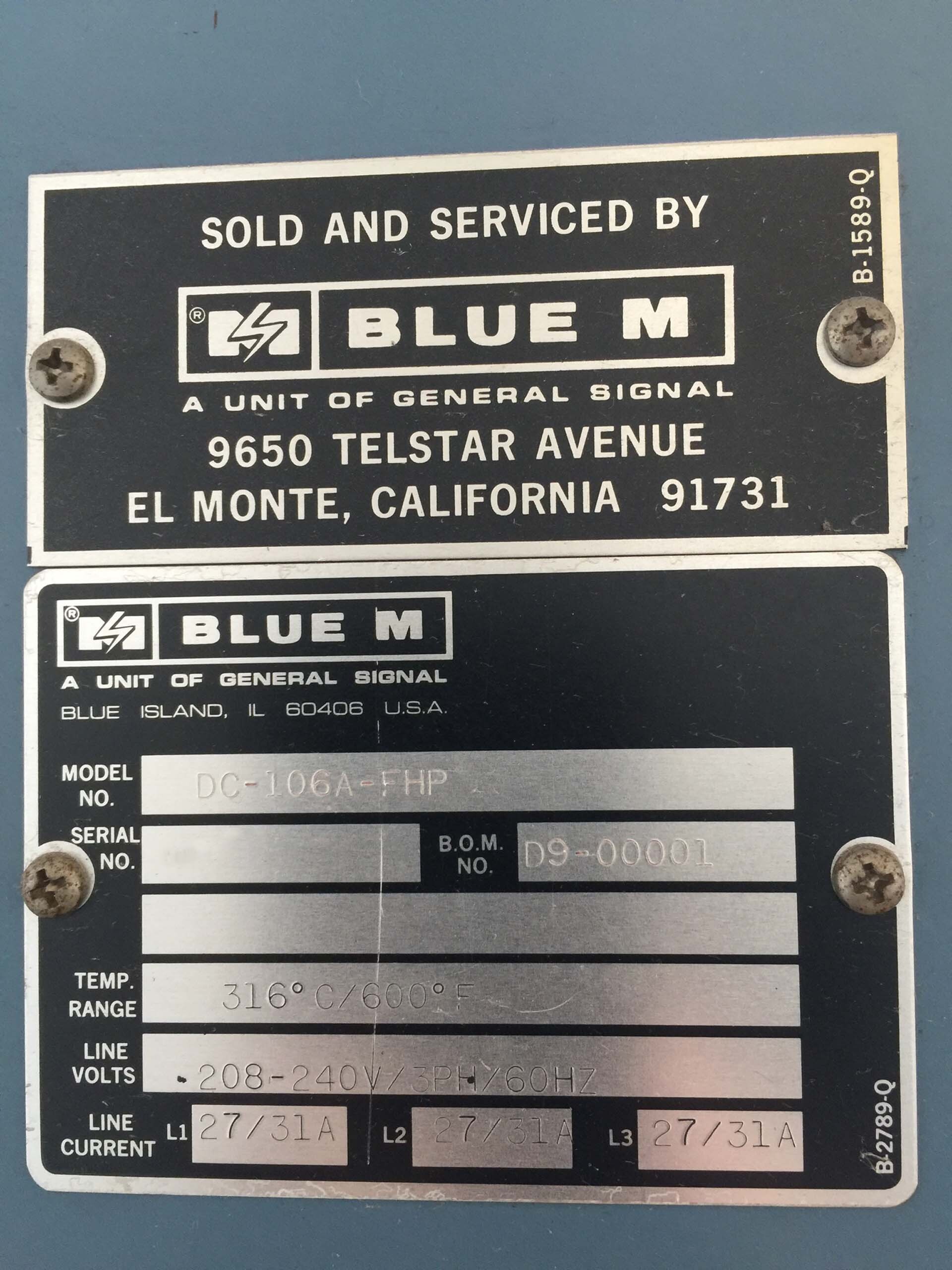 사진 사용됨 BLUE M DC-106A-FHP 판매용