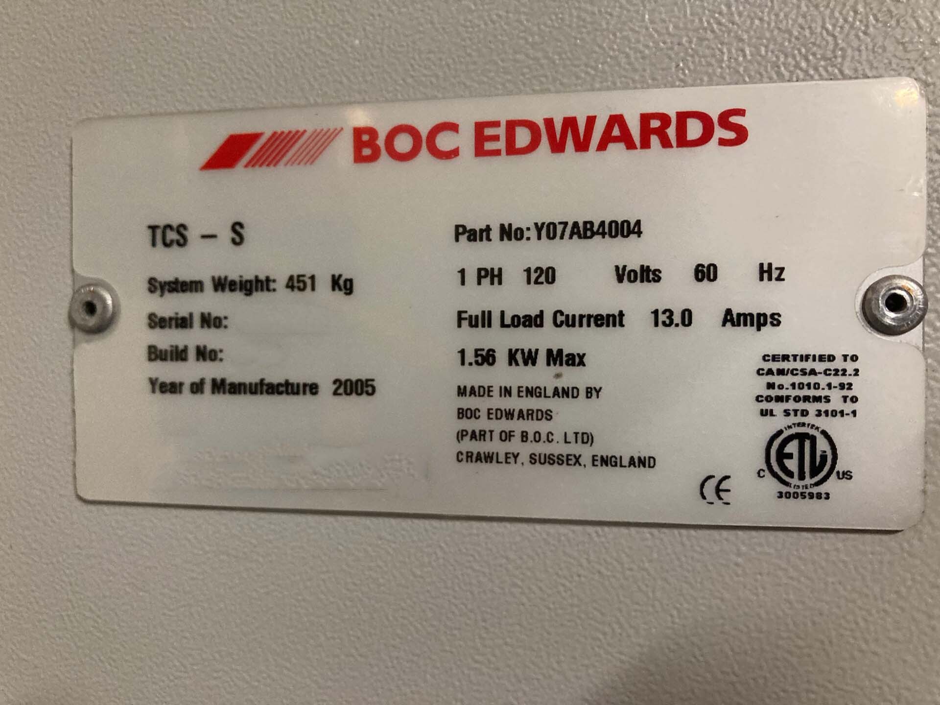 Foto Verwendet BOC EDWARDS TCS-S Zum Verkauf