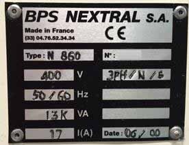 圖為 已使用的 BPS NEXTRAL 860 待售