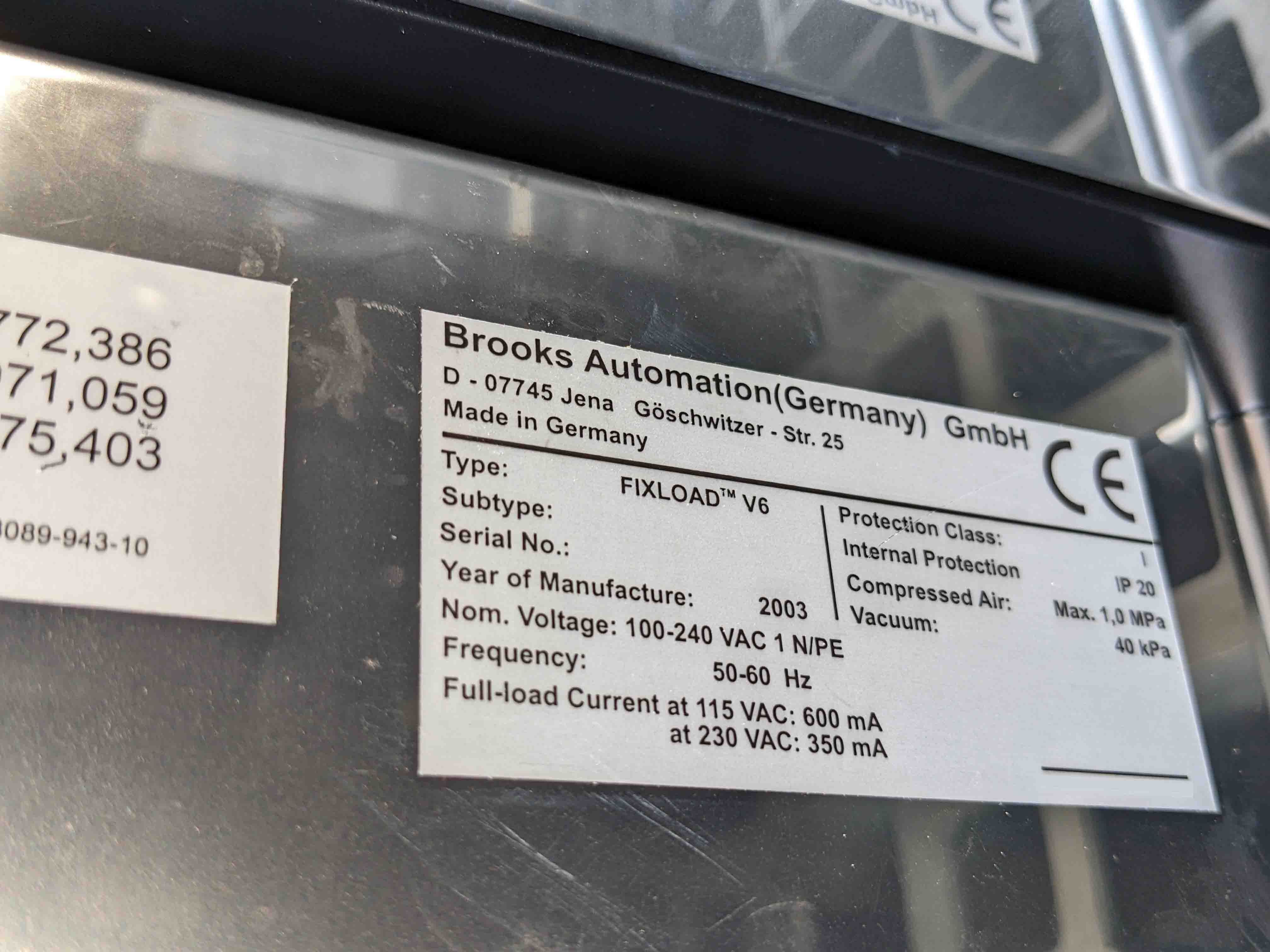 사진 사용됨 BROOKS AUTOMATION Fixload V6 판매용