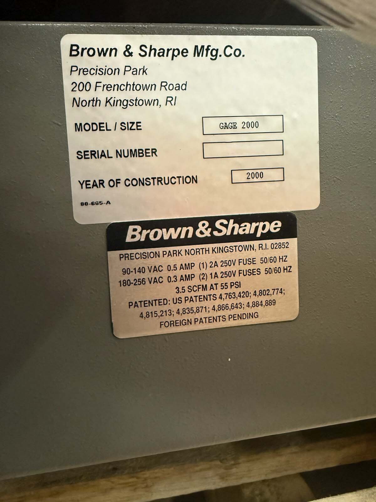 Photo Used BROWN & SHARPE Gage 2000 For Sale