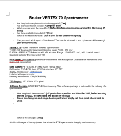 Foto Verwendet BRUKER-AXS Vertex 70 Zum Verkauf