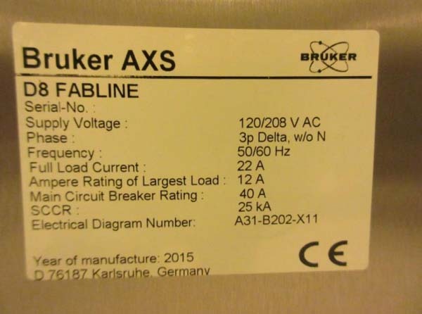 圖為 已使用的 BRUKER D8 Fabline 待售