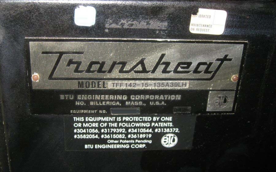Photo Used BTU TFF-142-15-135A39LH For Sale