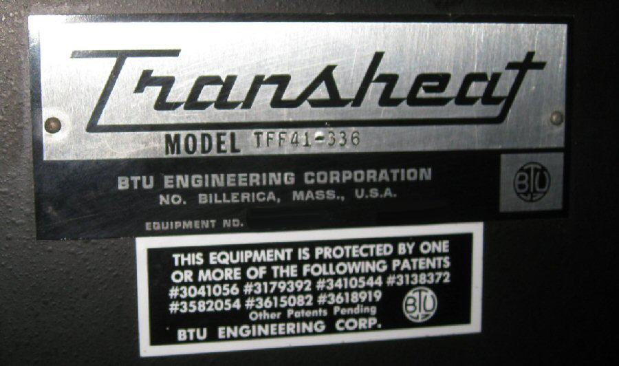 Photo Used BTU TFF-41-336 For Sale