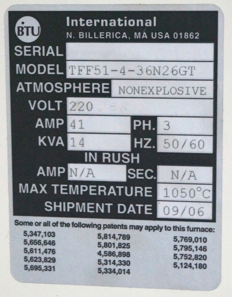 사진 사용됨 BTU TFF-51-4-36N26GT 판매용