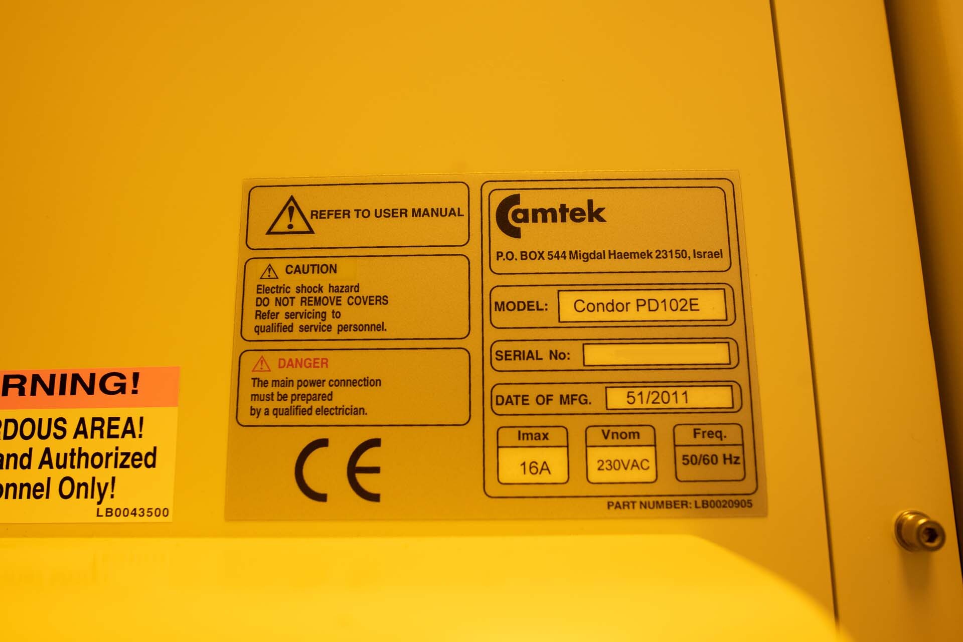 Photo Used CAMTEK Condor PD102E For Sale