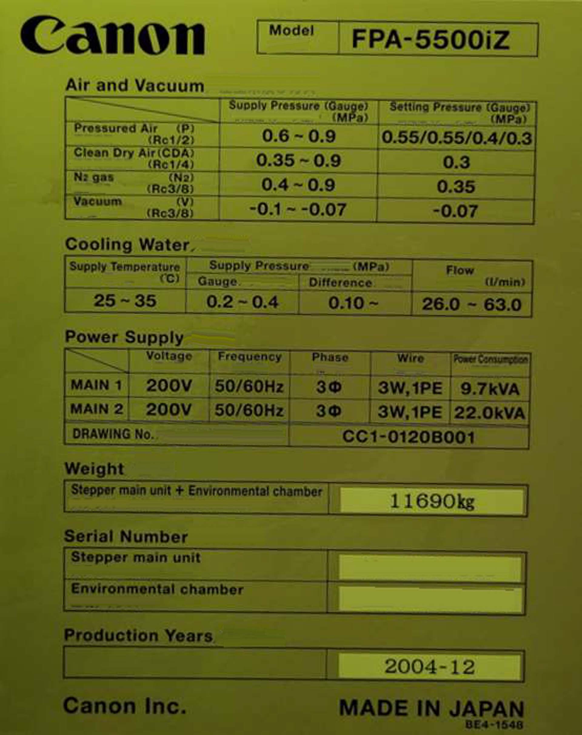Photo Utilisé CANON FPA 5500 iZ+ À vendre