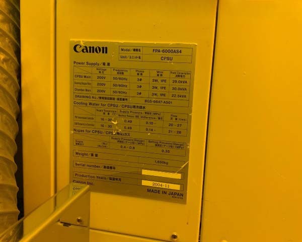 Photo Used CANON FPA 6000 AS4 For Sale