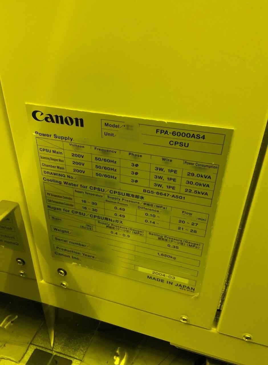 圖為 已使用的 CANON FPA 6000 AS4 待售