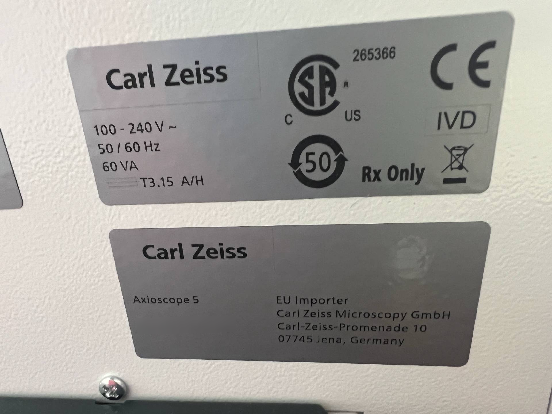Photo Used CARL ZEISS Axioscope 5 For Sale