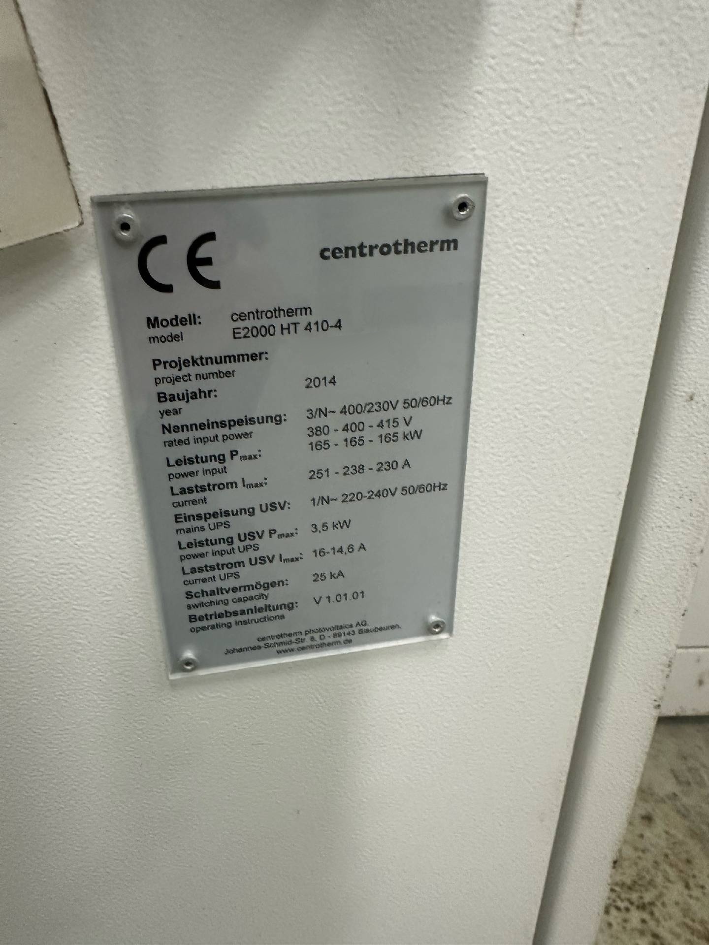 图为 已使用的 CENTROTHERM E2000 HT 410-4 待售