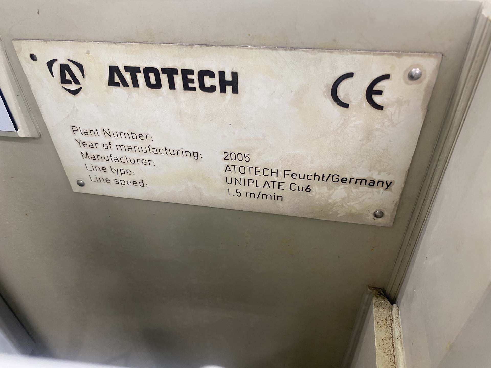 Photo Used CHEMCUT / ATOTECH UNIPLATE Cu6 For Sale