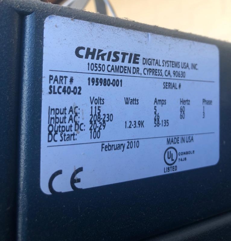 フォト（写真） 使用される CHRISTIE DIGITAL SYSTEMS SLC40-02 販売のために