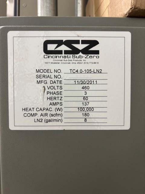 フォト（写真） 使用される CINCINNATI SUB ZERO / CSZ TC4.0-105-LN2 販売のために