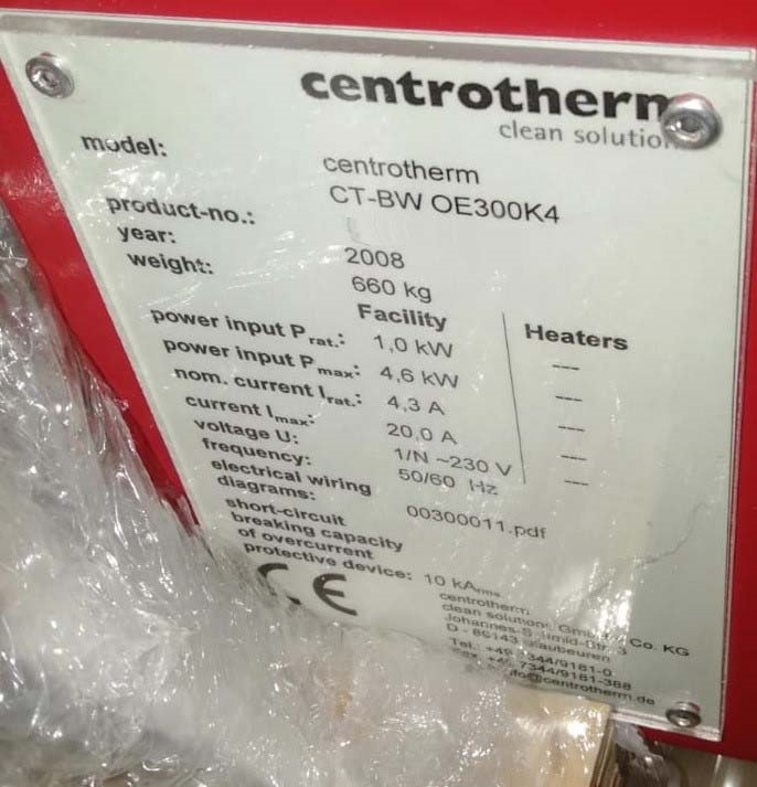 Photo Used CLEAN TECHNOLOGY / CENTROTHERM CT‐BW OE300K4 Twin For Sale
