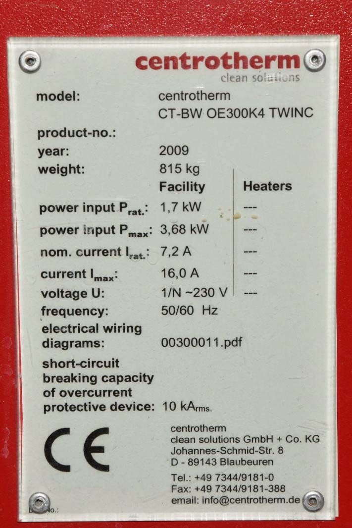 图为 已使用的 CLEAN TECHNOLOGY / CENTROTHERM CT‐BW OE300K4 Twin 待售