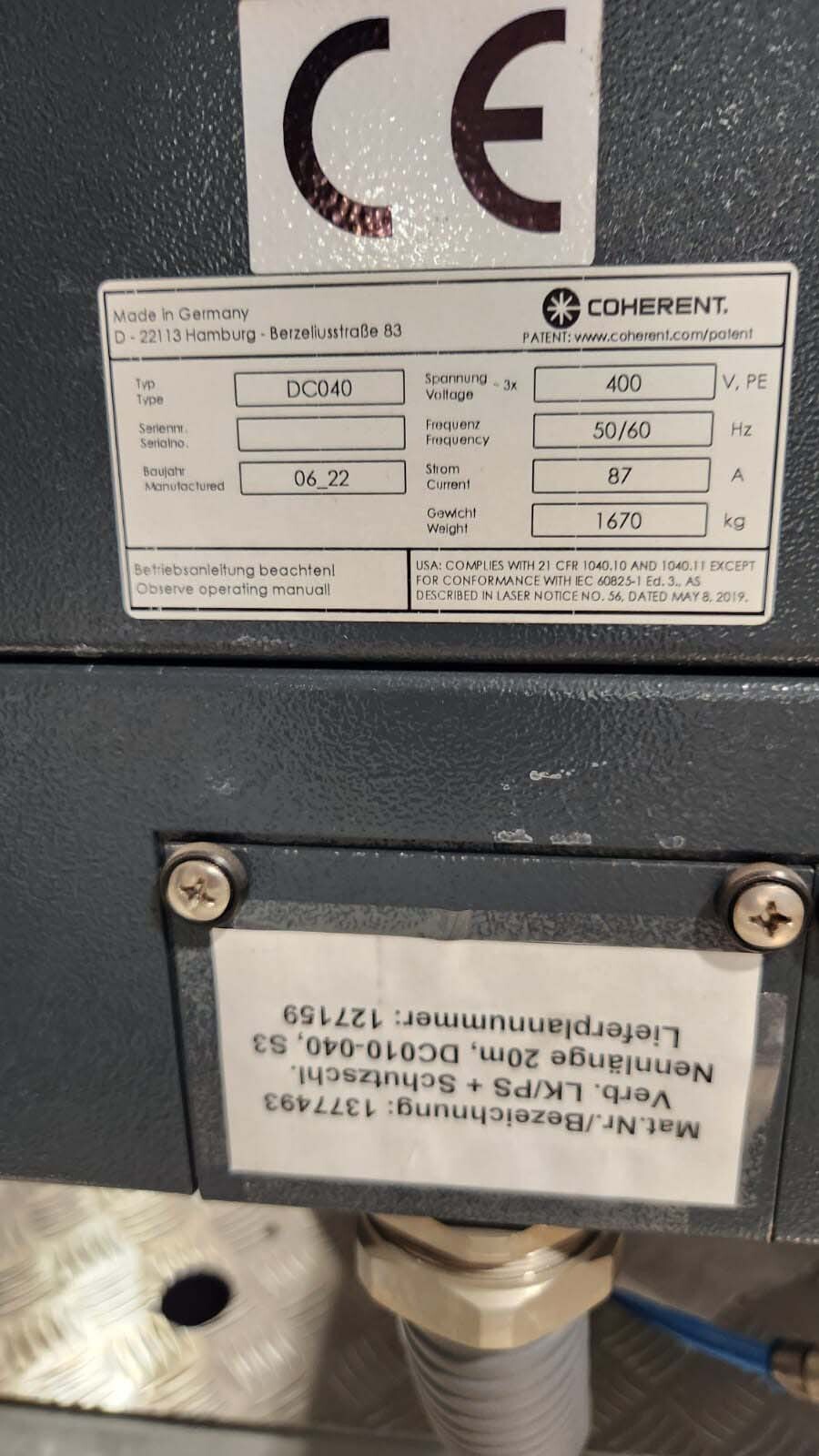 フォト（写真） 使用される COHERENT DC 040 販売のために