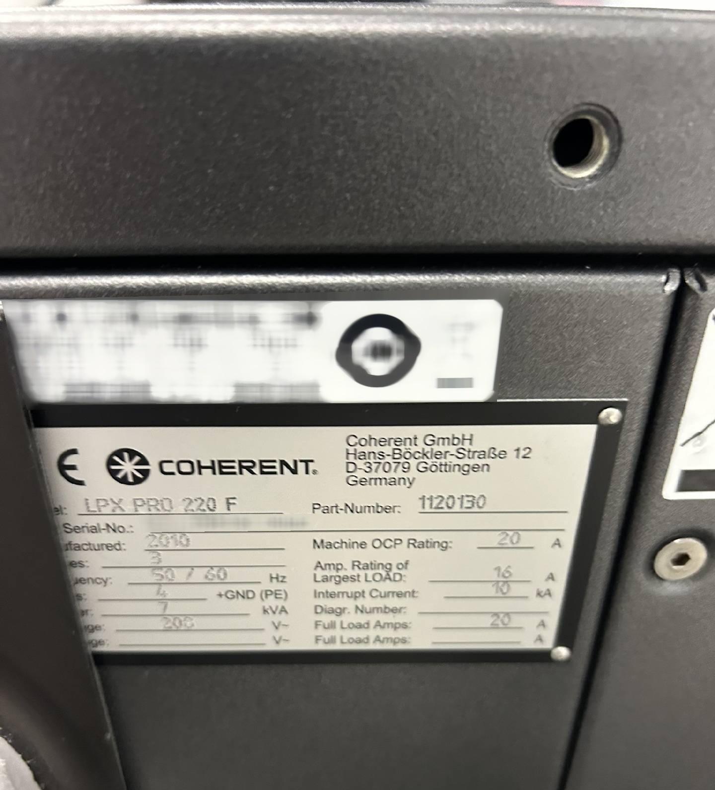 图为 已使用的 COHERENT LPX-Pro 220F 待售