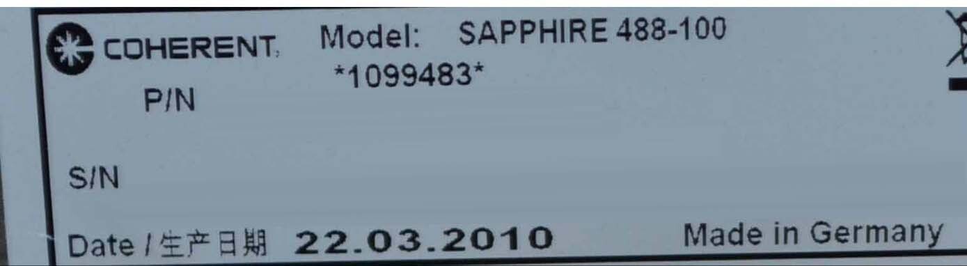 圖為 已使用的 COHERENT Sapphire 488-100 待售