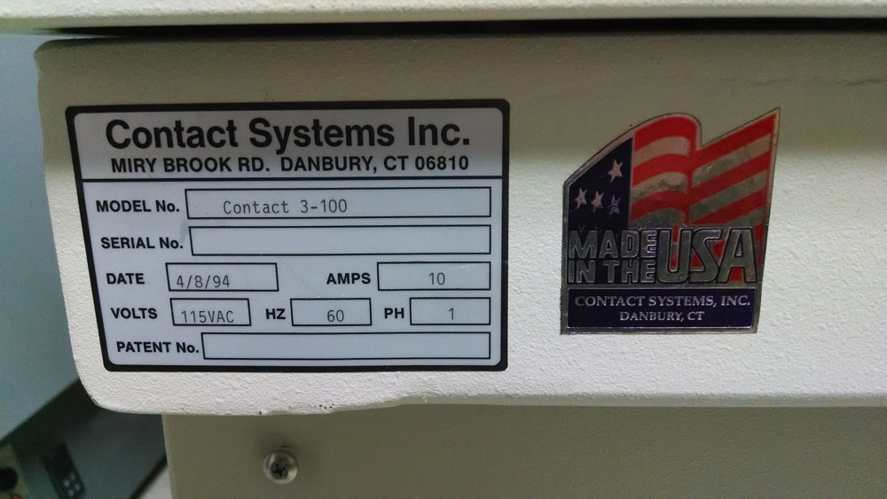 Photo Used CONTACT SYSTEMS 3-100 For Sale