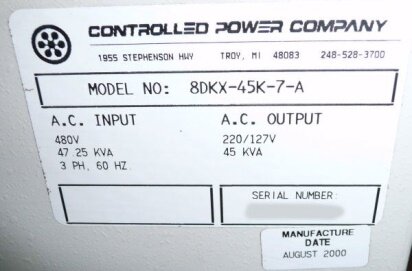 CONTROLLED POWER COMPANY 8DKX-45K-7-A #85960