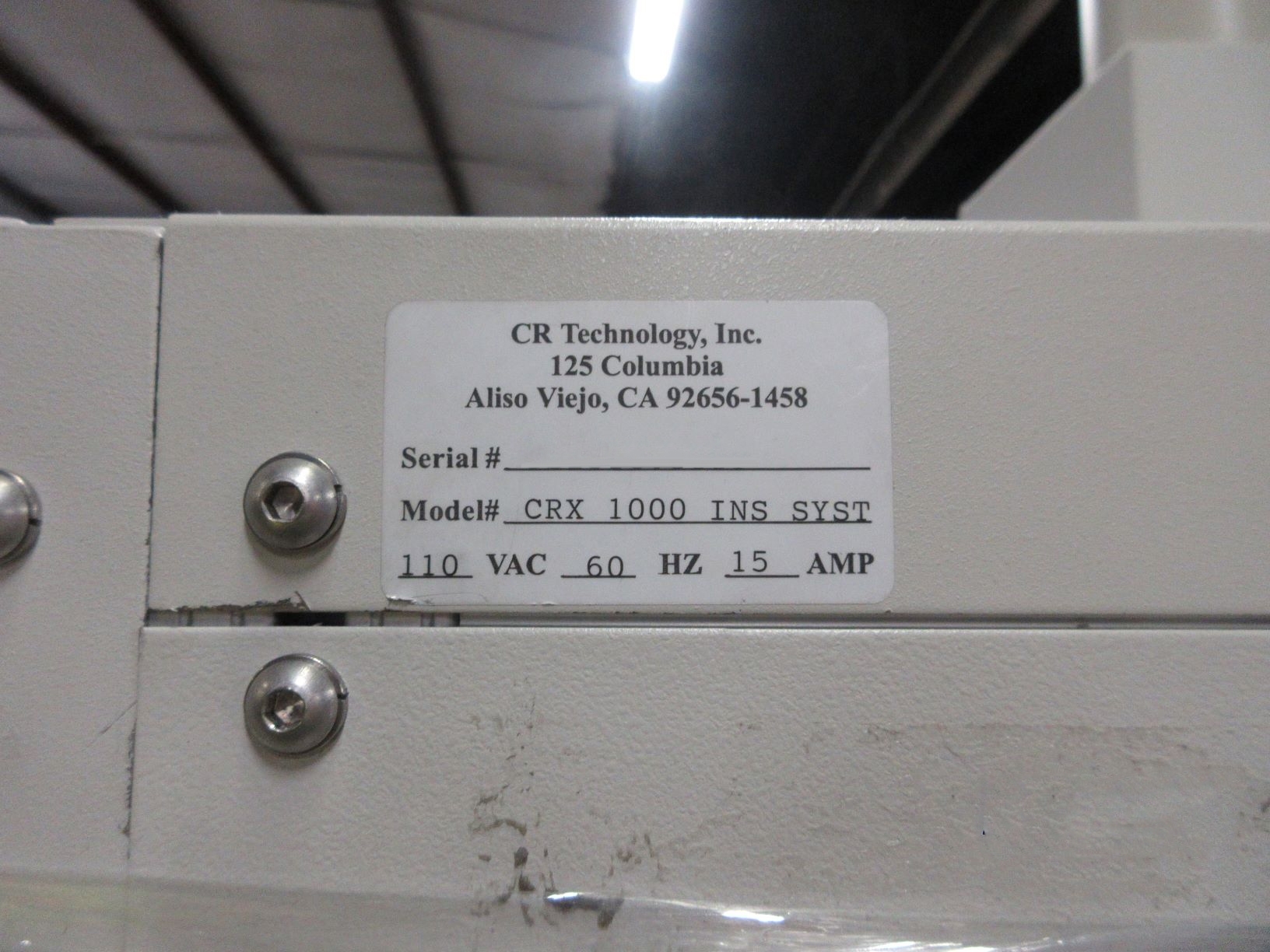 Photo Used CR TECHNOLOGY CRX-1000 INS SYST For Sale