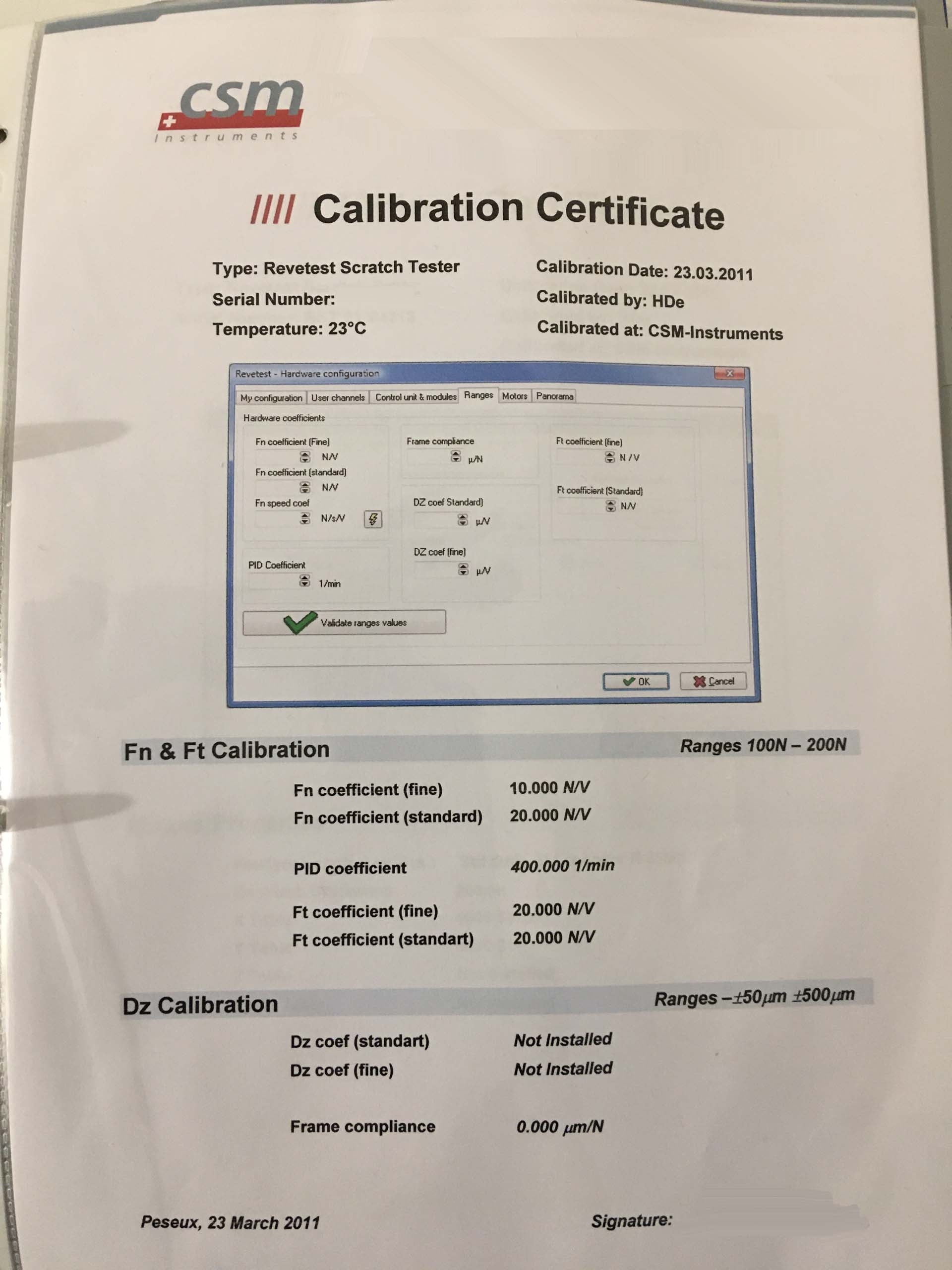Photo Used CSM Revetest For Sale