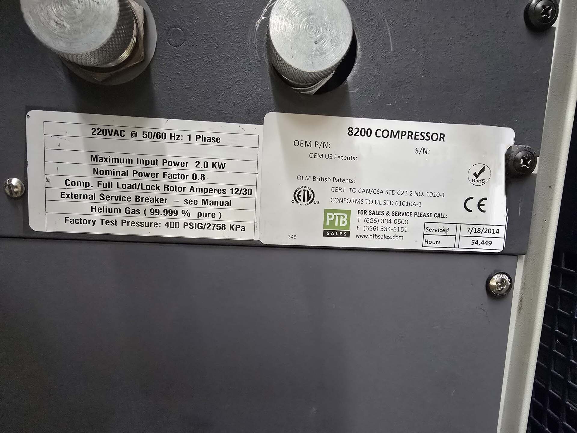 Photo Used CTI-CRYOGENICS 8200 For Sale