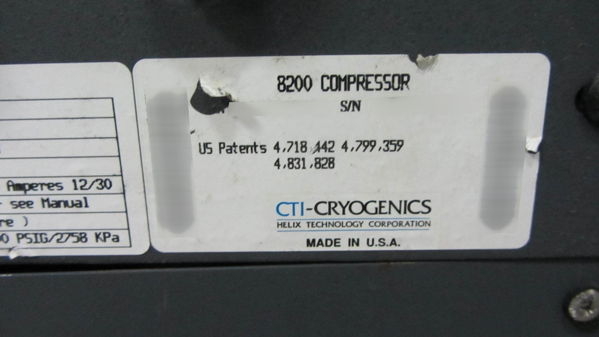 Photo Used CTI-CRYOGENICS 8200 For Sale