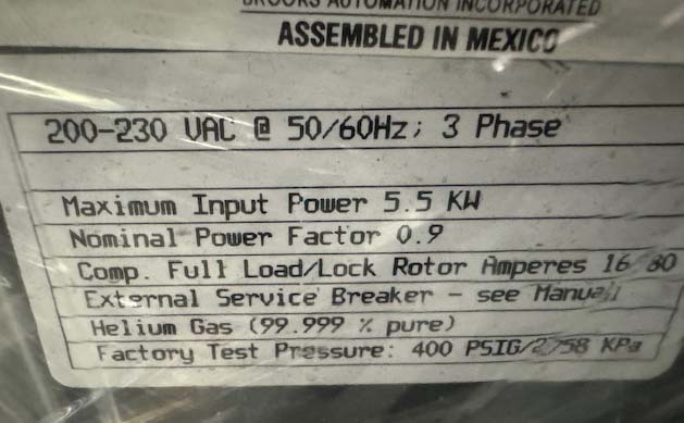Photo Used CTI-CRYOGENICS 9600 For Sale