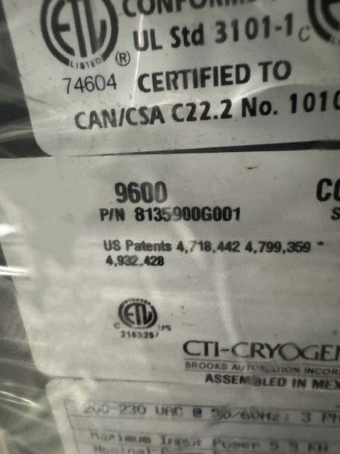 Photo Used CTI-CRYOGENICS 9600 For Sale