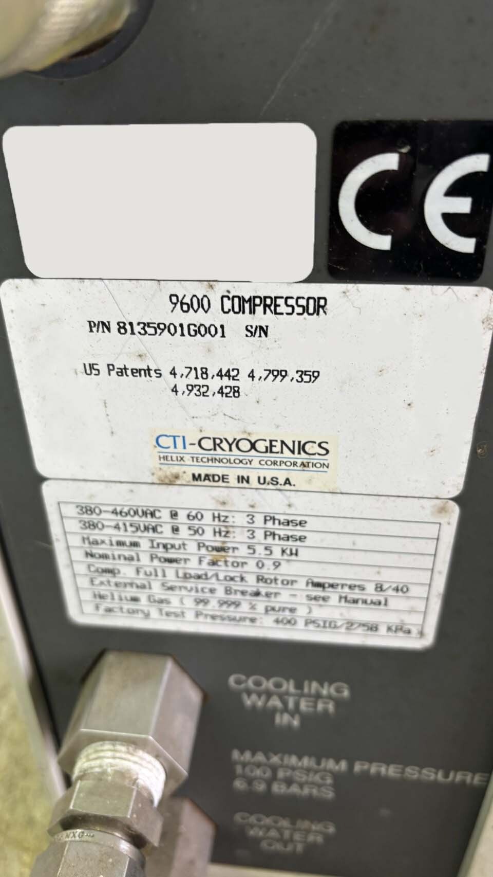 图为 已使用的 CTI-CRYOGENICS 9600 待售