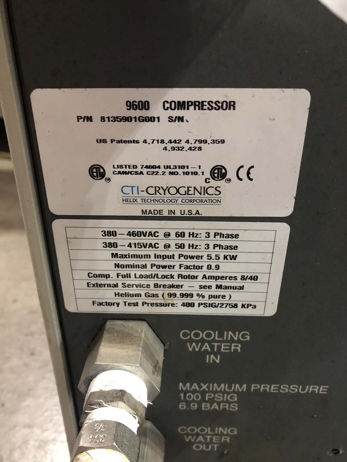 图为 已使用的 CTI-CRYOGENICS 9600 待售