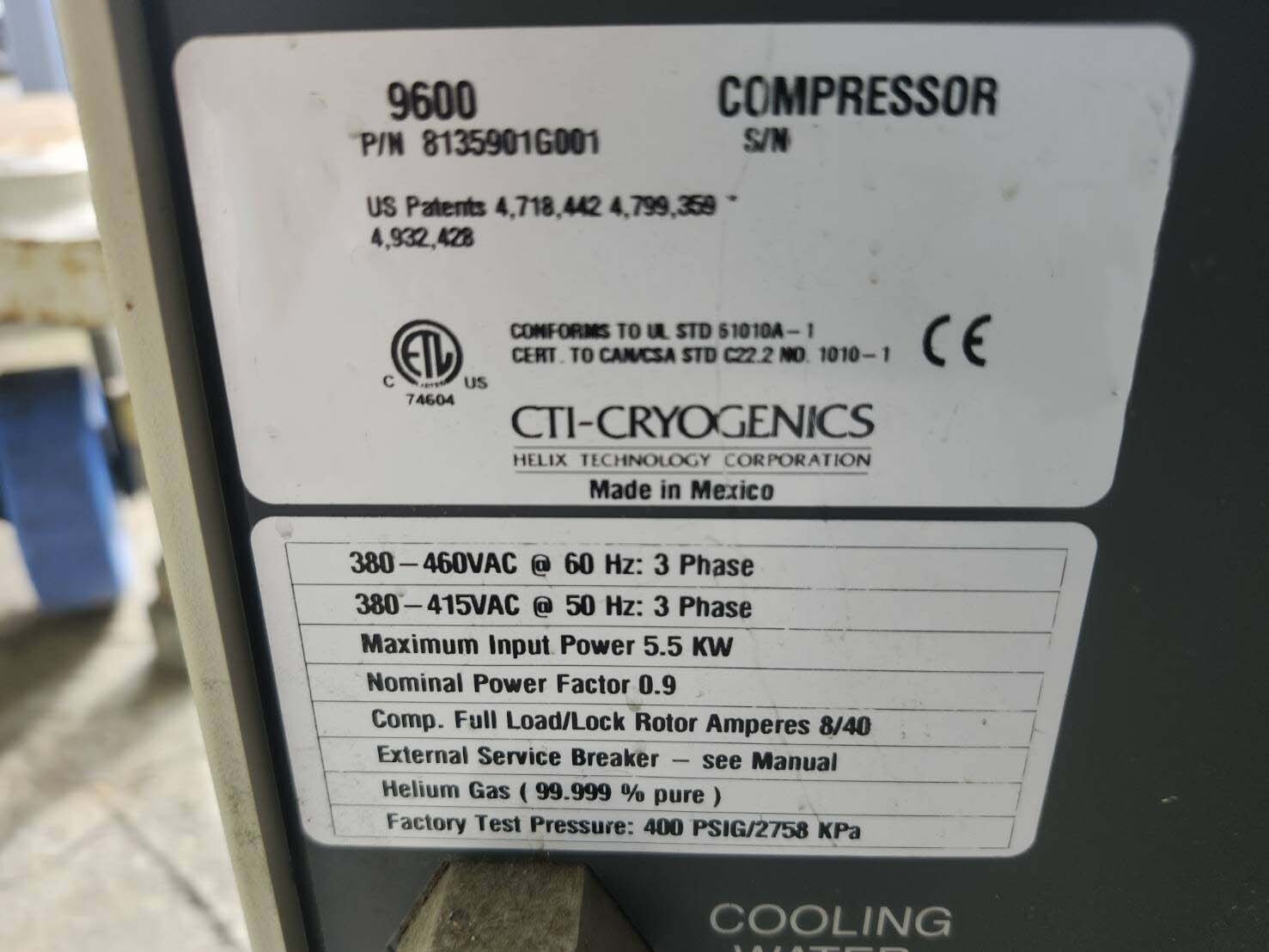 フォト（写真） 使用される CTI-CRYOGENICS 9600 販売のために