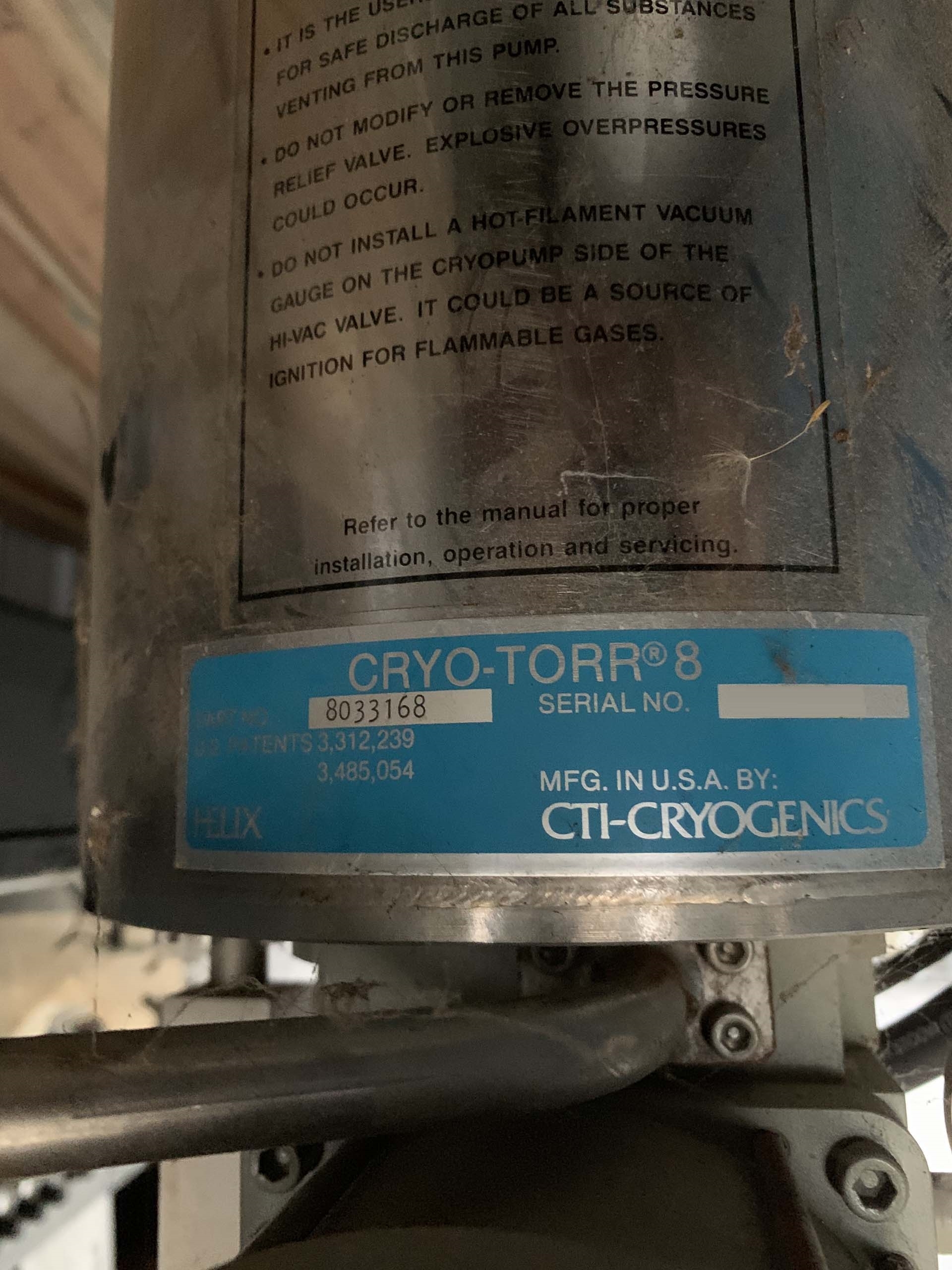 사진 사용됨 CTI-CRYOGENICS Cryo-Torr 8 판매용