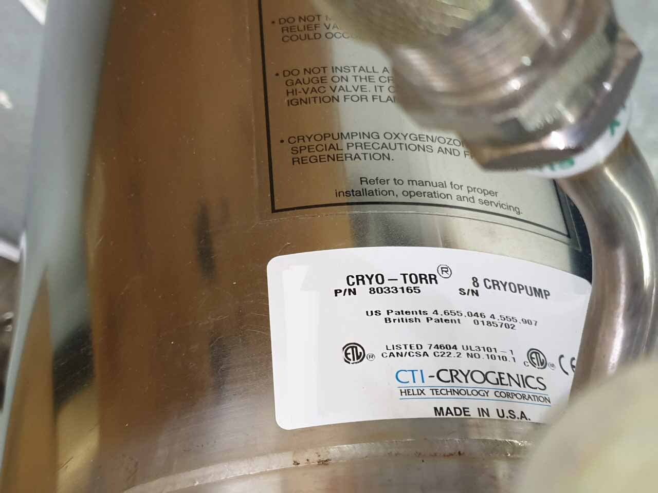 Photo Used CTI-CRYOGENICS Cryo-Torr 8 For Sale