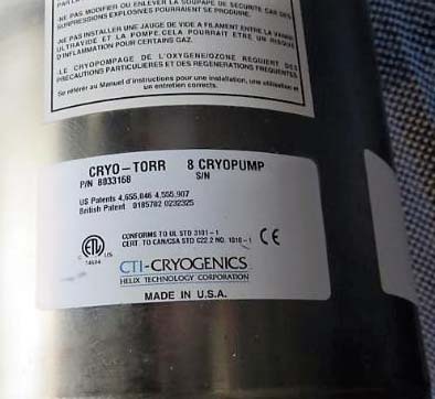 圖為 已使用的 CTI-CRYOGENICS Cryo-Torr 8 待售