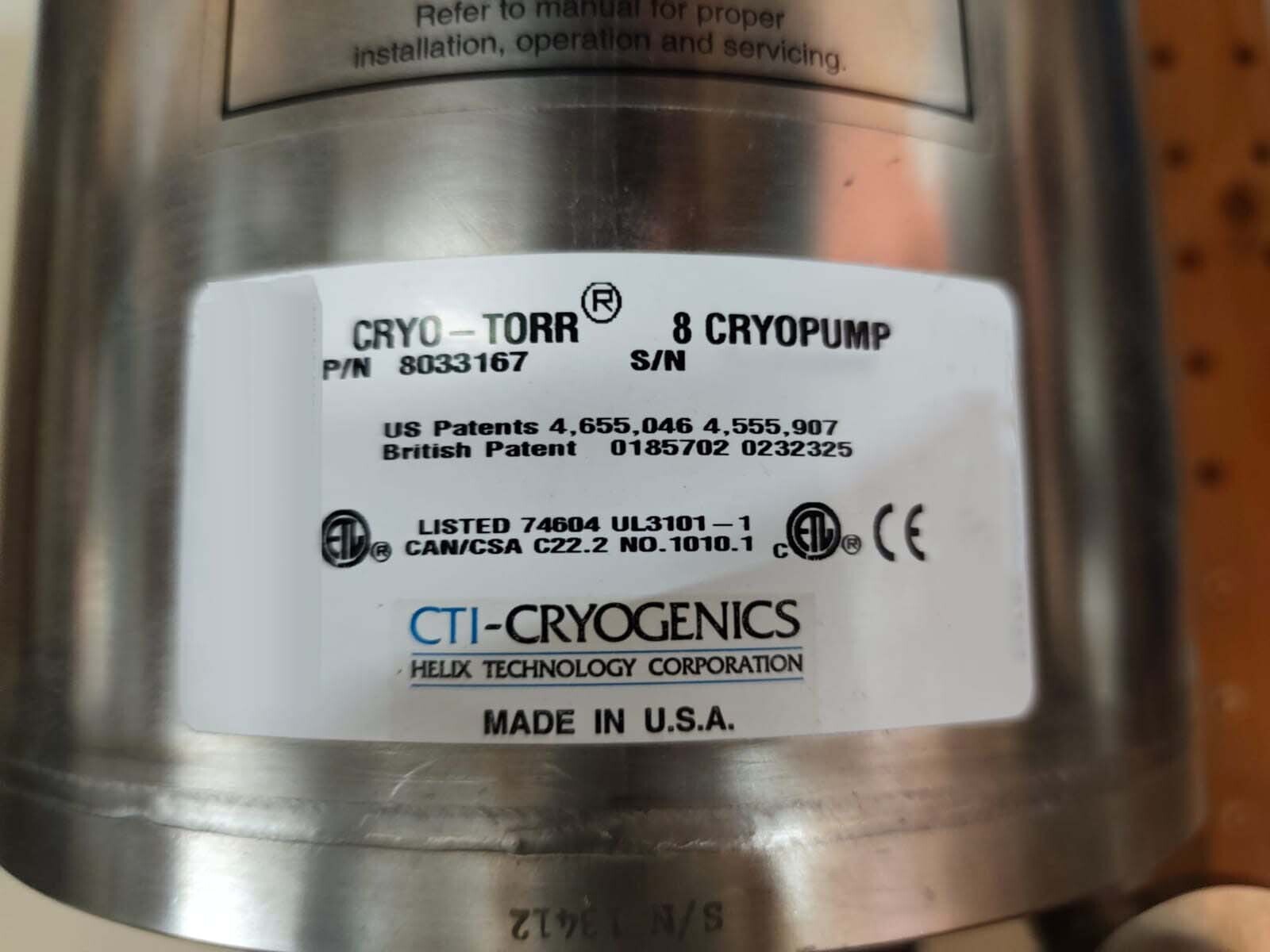 Photo Used CTI-CRYOGENICS CT-8 For Sale