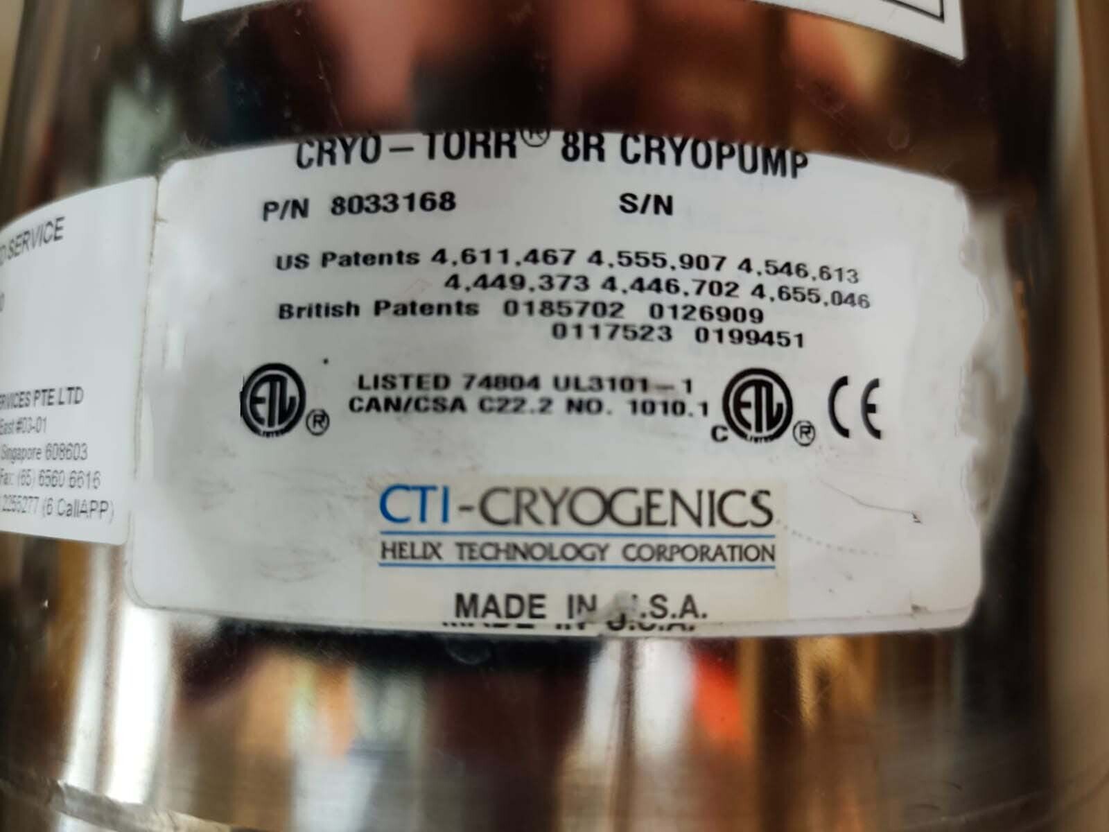 Photo Used CTI-CRYOGENICS CT-8 For Sale