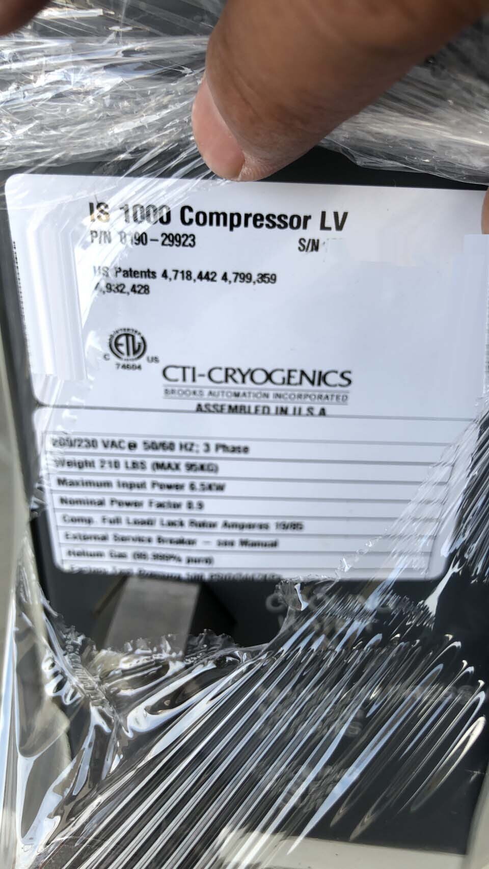 フォト（写真） 使用される CTI-CRYOGENICS IS-1000 販売のために