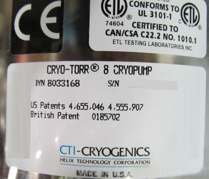 圖為 已使用的 CTI-CRYOGENICS CT-8 待售