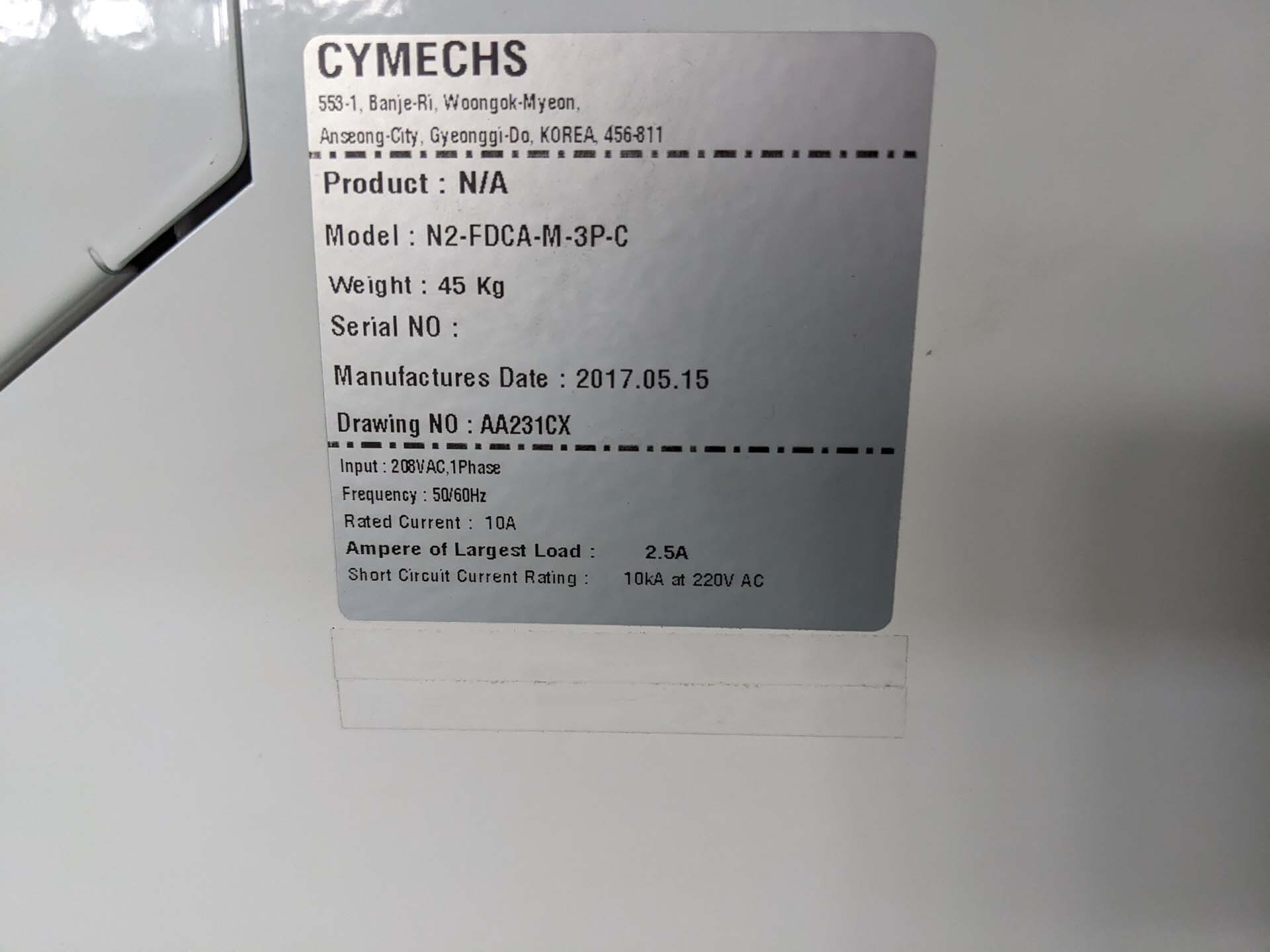 图为 已使用的 CYMECHS N2-FDCA-M-3P-C 待售