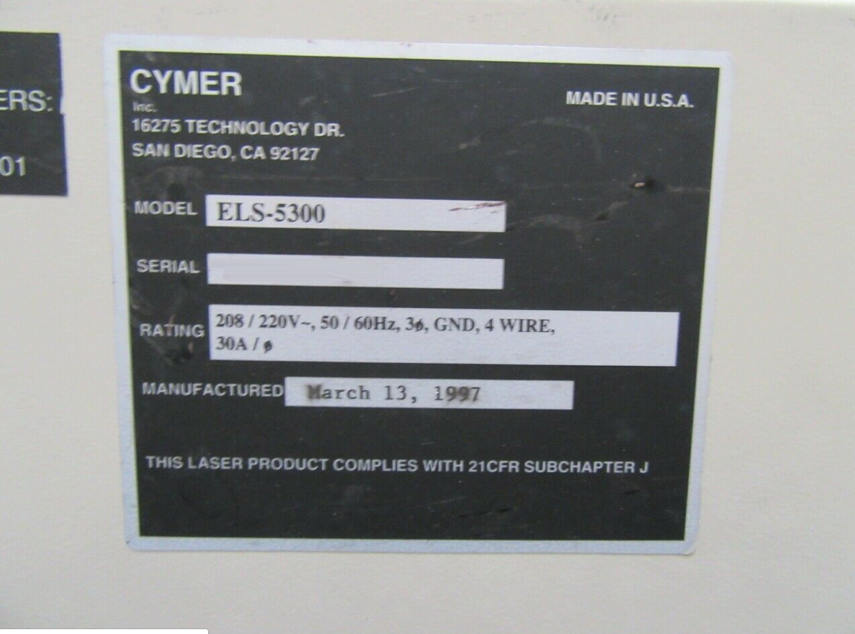 圖為 已使用的 CYMER ELS 5300 待售