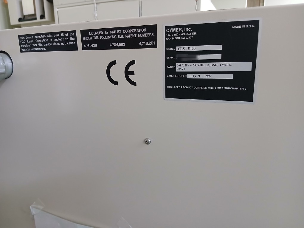 Photo Used CYMER ELS 5400 For Sale
