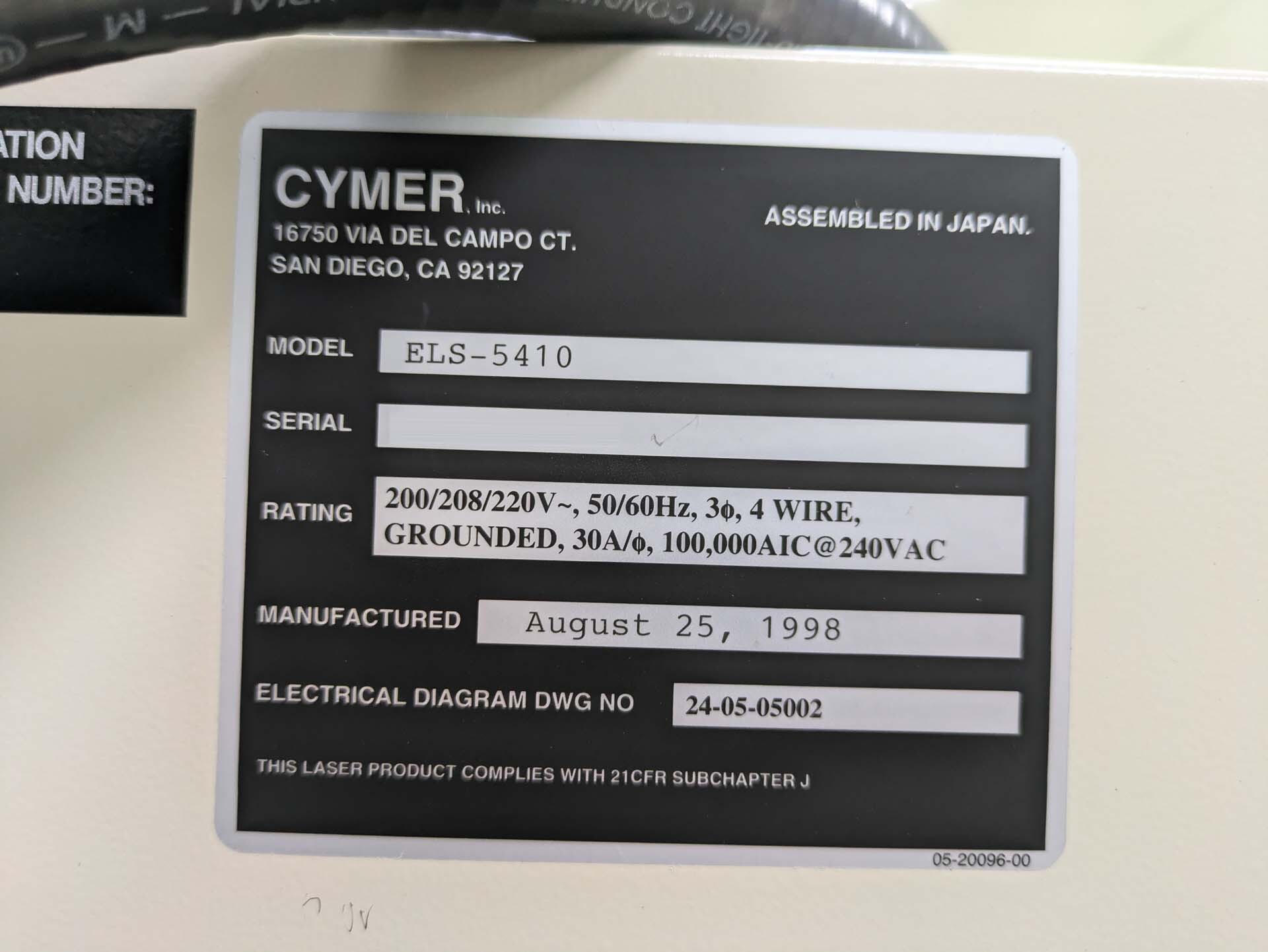 フォト（写真） 使用される CYMER ELS 5410 販売のために