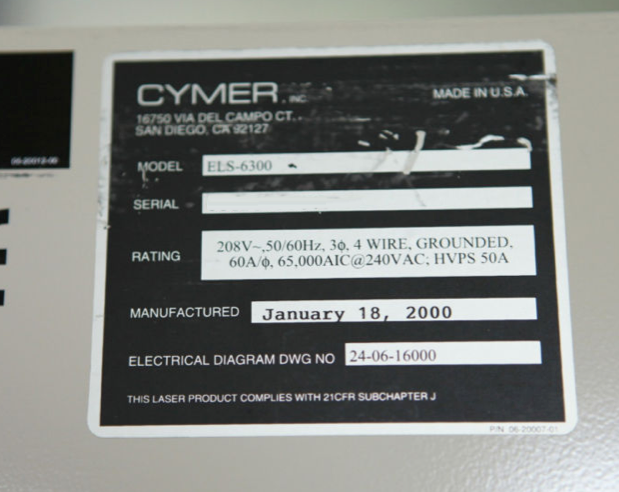 フォト（写真） 使用される CYMER ELS 6300 販売のために